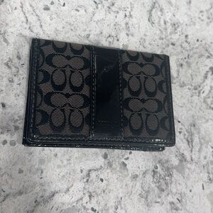 Coach Black Signature Card Holder Small Wallet AUTHENTIC